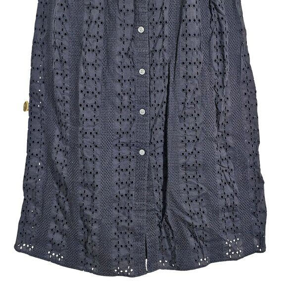J. Crew‎ Ruffle Sleeveless Eyelet Button-Front Midi Dress Cotton Black Womens 6 - Picture 5 of 13